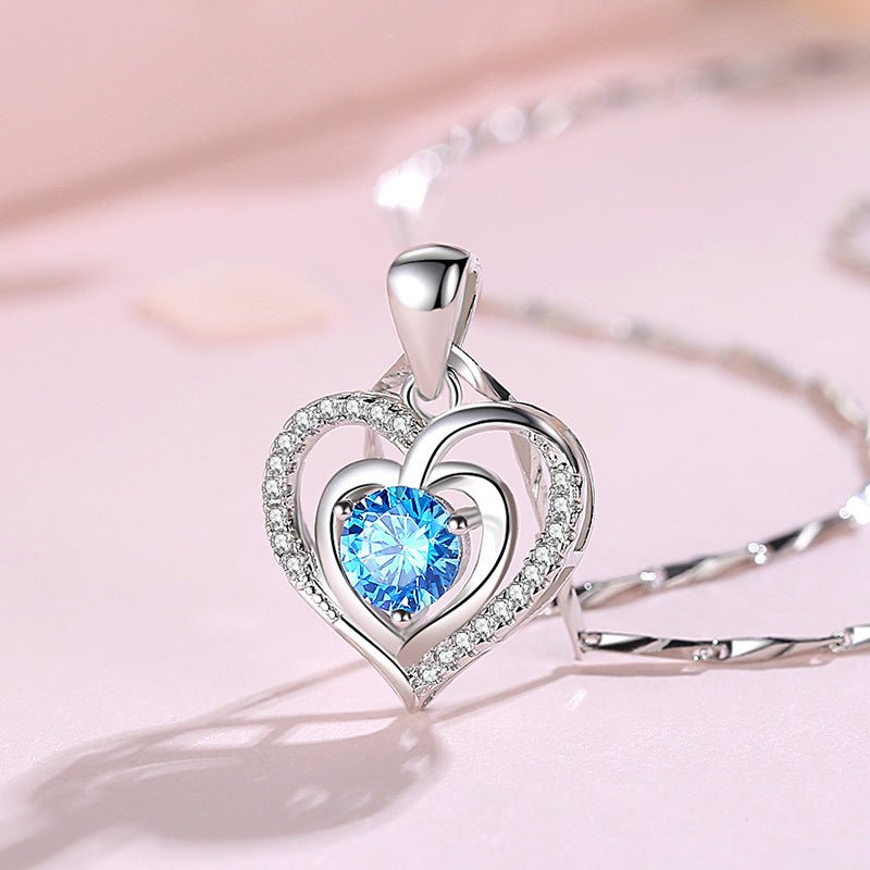 Sterling Silver Heart Necklace with 5A Zircon - Symbol of Eternal Love - Aruary Studio ｜ Artisanal Jewelry