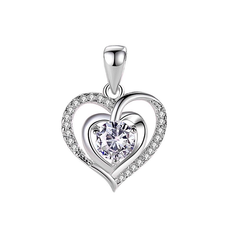 Sterling Silver Heart Necklace with 5A Zircon - Symbol of Eternal Love - Aruary Studio ｜ Artisanal Jewelry