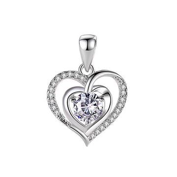 Sterling Silver Heart Necklace with 5A Zircon - Symbol of Eternal Love - Aruary Studio ｜ Artisanal Jewelry
