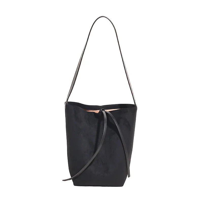 Suede Leather Bucket Bag | Luxe Velvet Texture & Spacious 26x30x11cm Design - Aruary Studio ｜ Artisanal Jewelry