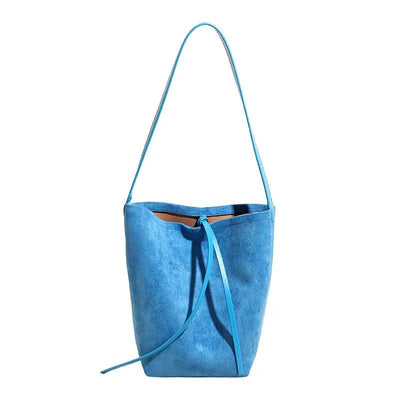Suede Leather Bucket Bag | Luxe Velvet Texture & Spacious 26x30x11cm Design - Aruary Studio ｜ Artisanal Jewelry