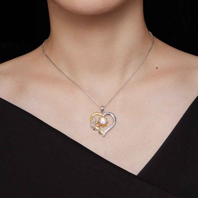 1.0ct Moissanite Heart Pendant in Sunflower Design