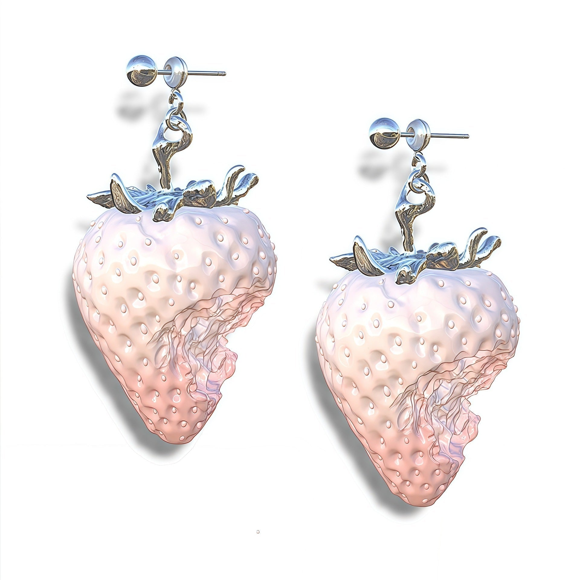 Sweet Y2K Realistic Strawberry Resin Jewelry (Necklace/Earrings/Ring) - Aruary Studio ｜ Artisanal Jewelry