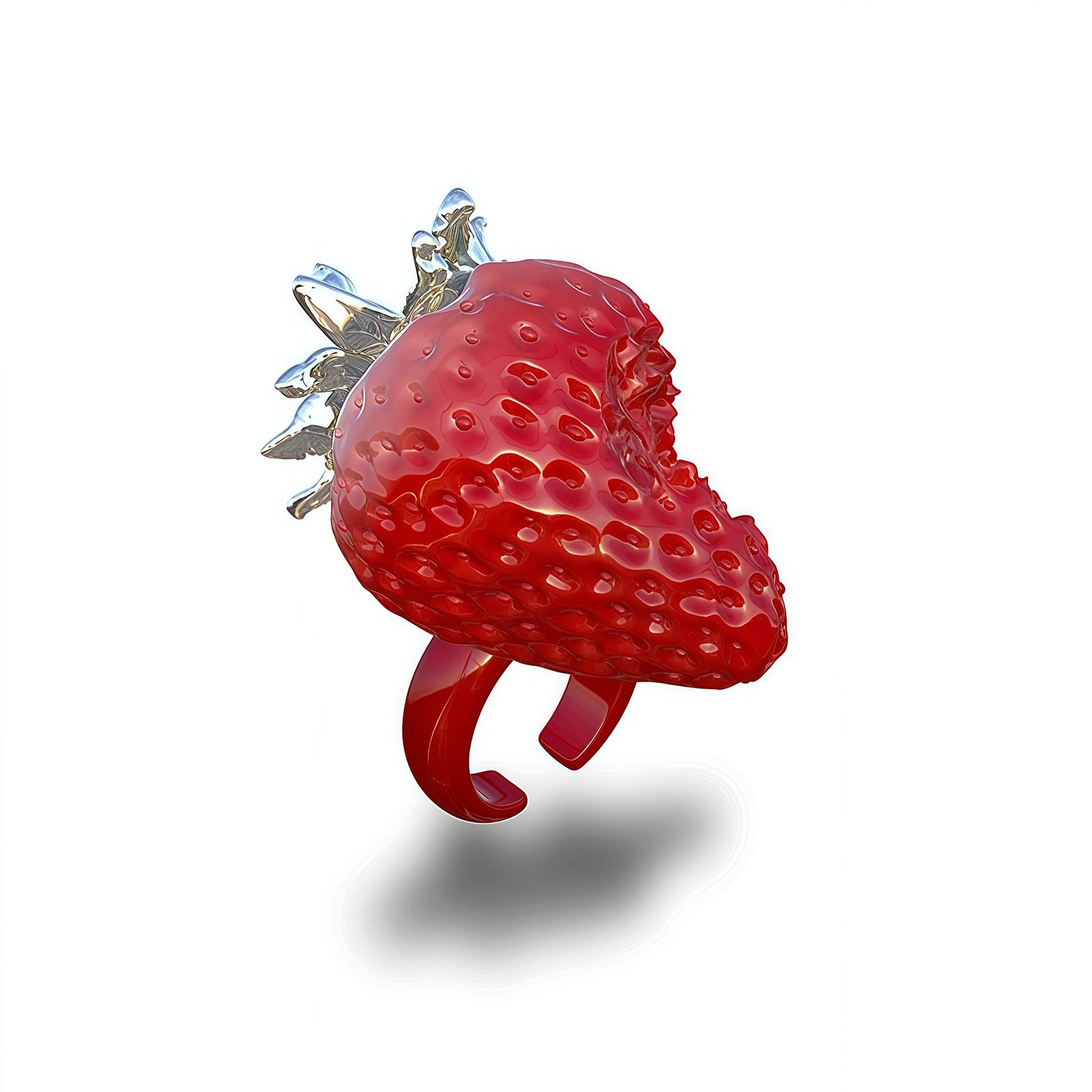 Sweet Y2K Realistic Strawberry Resin Jewelry (Necklace/Earrings/Ring) - Aruary Studio ｜ Artisanal Jewelry