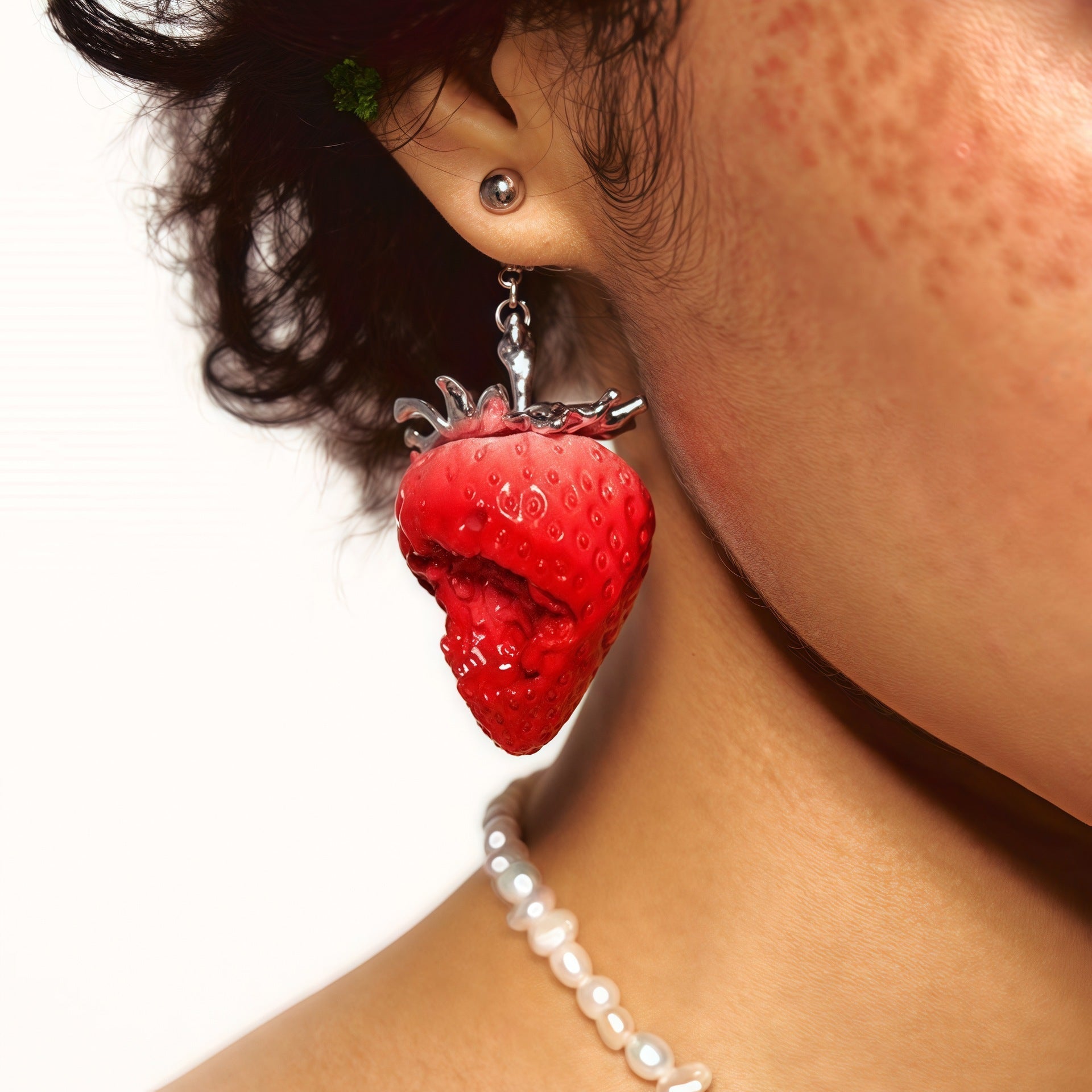 Sweet Y2K Realistic Strawberry Resin Jewelry (Necklace/Earrings/Ring) - Aruary Studio ｜ Artisanal Jewelry