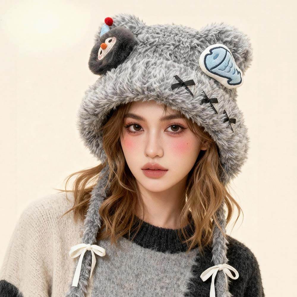Teddy bear plush hat | Polyester Fleece - Aruary Studio ｜ Artisanal Jewelry