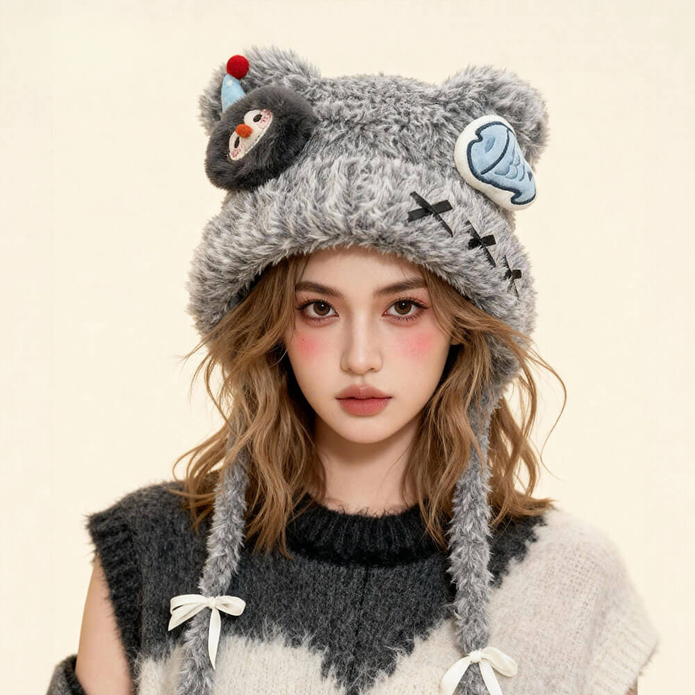 Teddy bear plush hat | Polyester Fleece - Aruary Studio ｜ Artisanal Jewelry