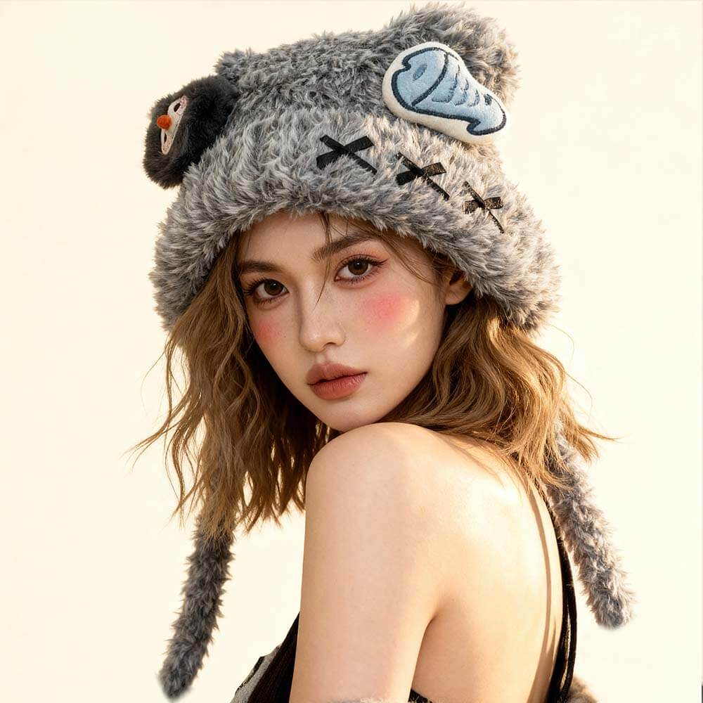 Teddy bear plush hat | Polyester Fleece - Aruary Studio ｜ Artisanal Jewelry
