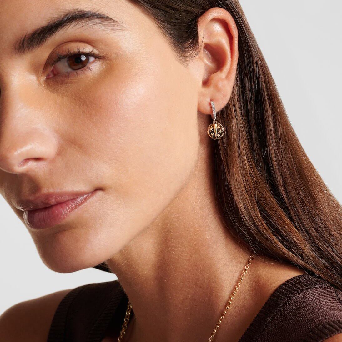 The "Resilience" Amulet Medallion – 18K Gold Plated Celestial Hoops - Aruary Studio ｜ Artisanal Jewelry