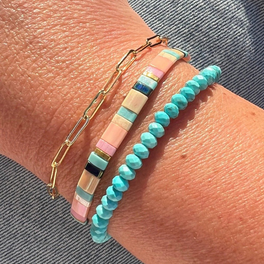 Tila Bead & Semi - Precious Stone Bracelet Set | Boho Layered Jewelry - Aruary Studio ｜ Artisanal Jewelry
