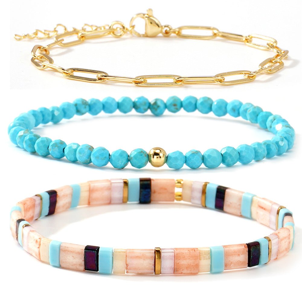 Tila Bead & Semi - Precious Stone Bracelet Set | Boho Layered Jewelry - Aruary Studio ｜ Artisanal Jewelry