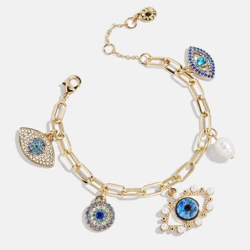 Titanium Steel Evil Eye Charm Bracelet with Colorful Zircon - Aruary Studio ｜ Artisanal Jewelry