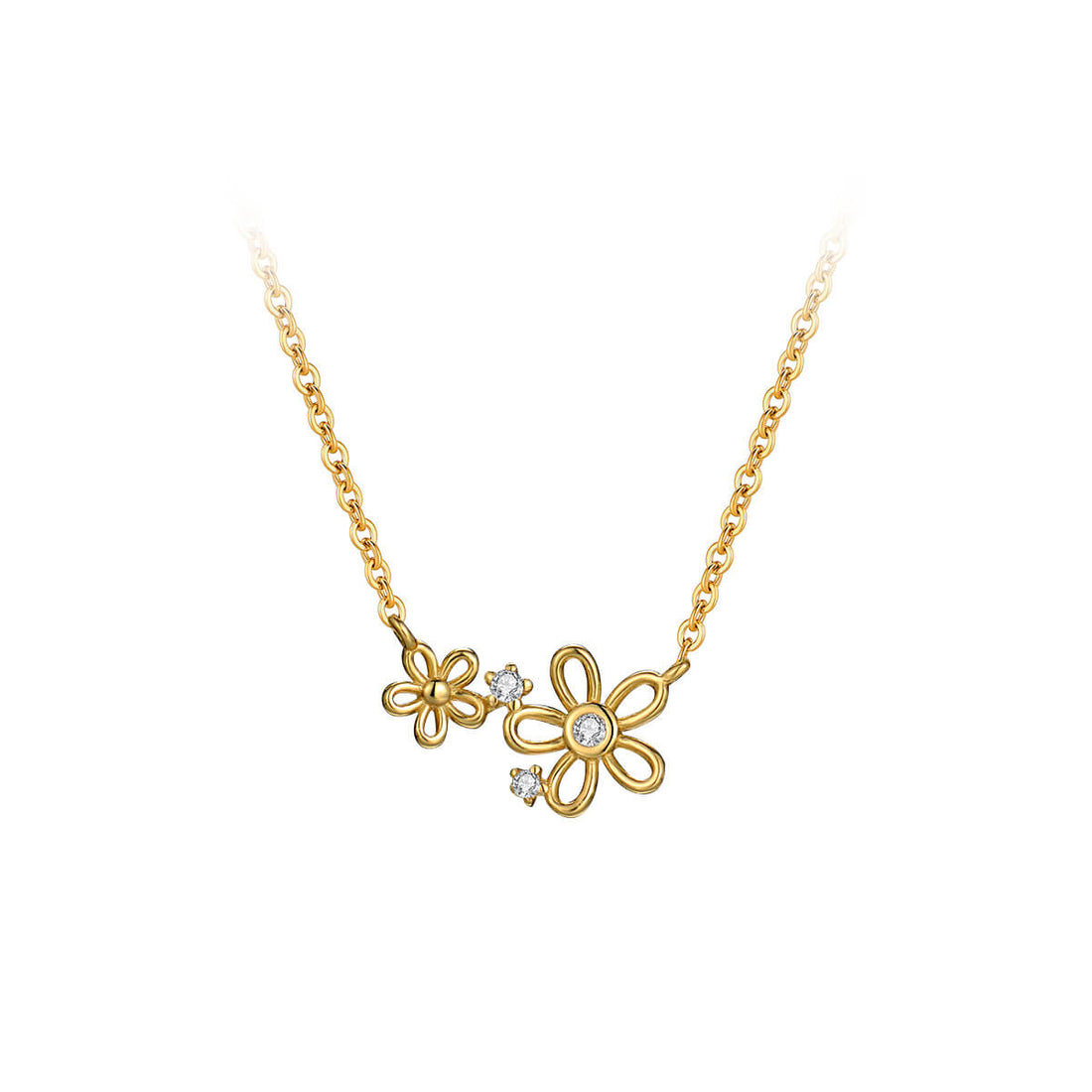 Two Daisy Flower Pendant Necklace - Aruary Studio ｜ Artisanal Jewelry