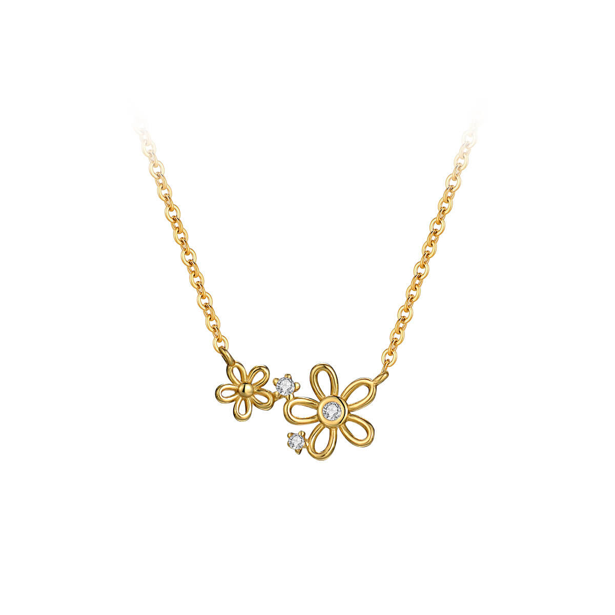 Two Daisy Flower Pendant Necklace - Aruary Studio ｜ Artisanal Jewelry