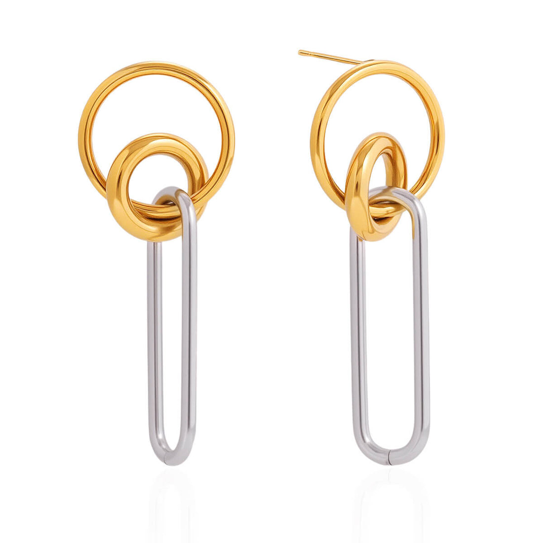 Two - Tone Interlocking Link Drop Earrings - Aruary Studio ｜ Artisanal Jewelry