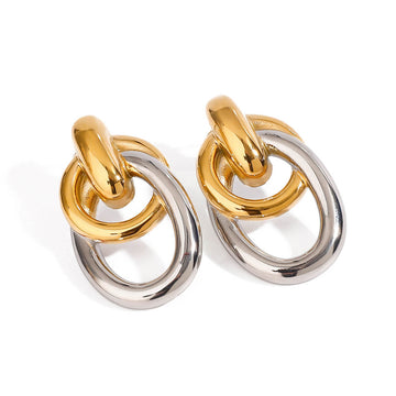 Two - Tone Interlocking Link Stud Earrings - Aruary Studio ｜ Artisanal Jewelry