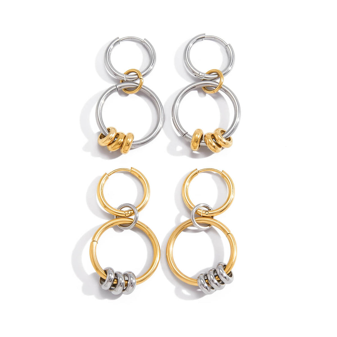 Two - Tone Interlocking Mixed - Metal Earrings - Aruary Studio ｜ Artisanal Jewelry