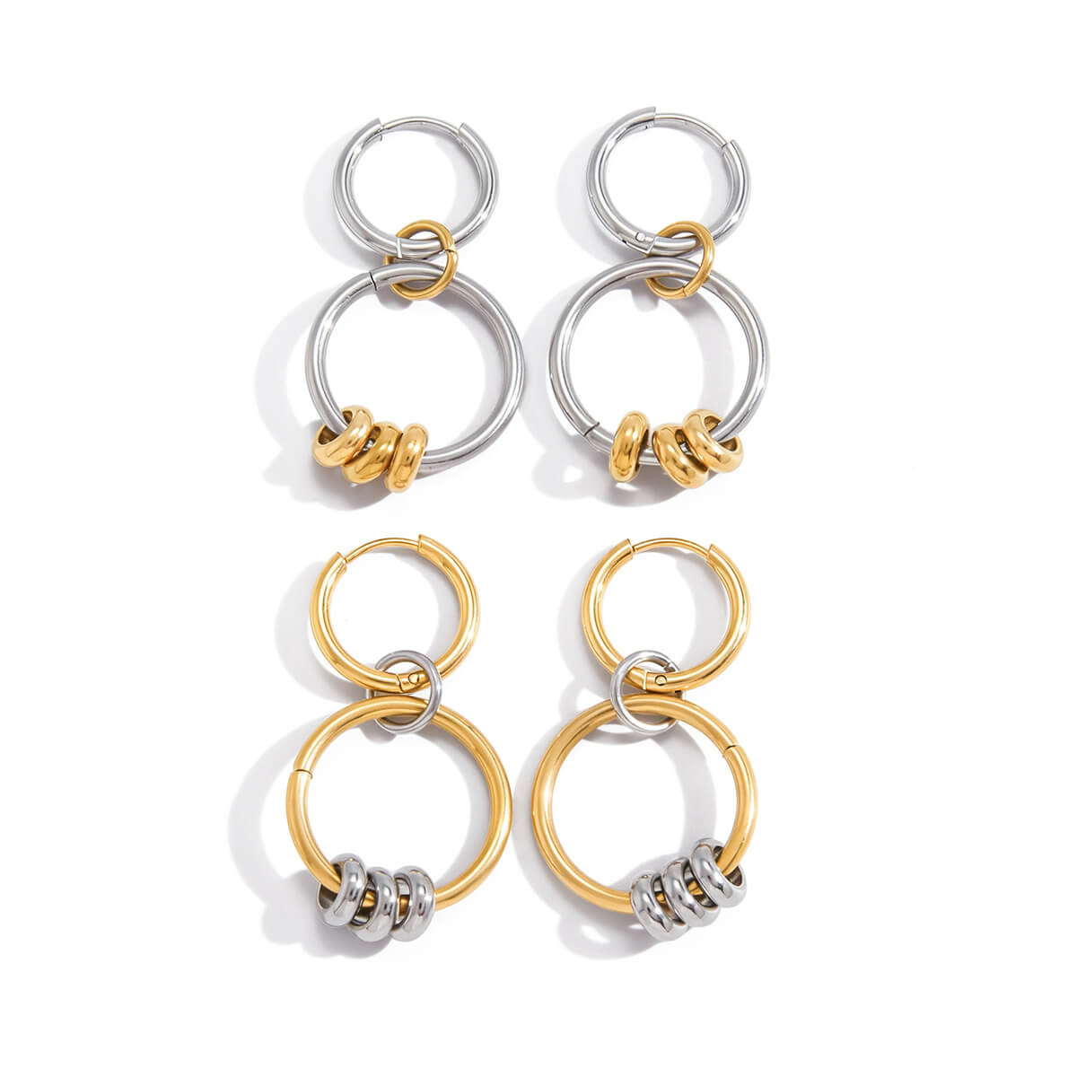 Two - Tone Interlocking Mixed - Metal Earrings - Aruary Studio ｜ Artisanal Jewelry