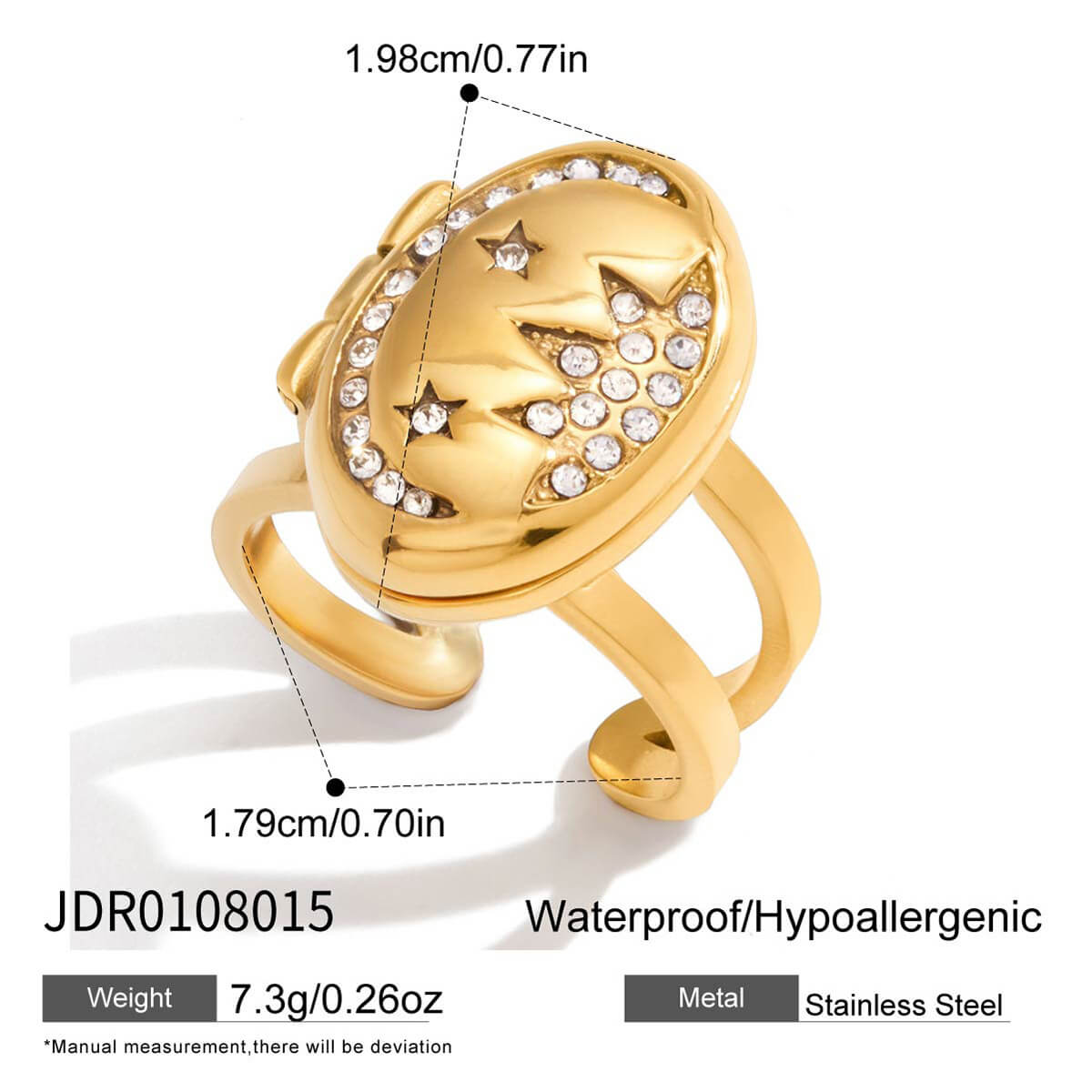 Vintage - Inspired Celestial Secret Locket Ring - Aruary Studio ｜ Artisanal Jewelry