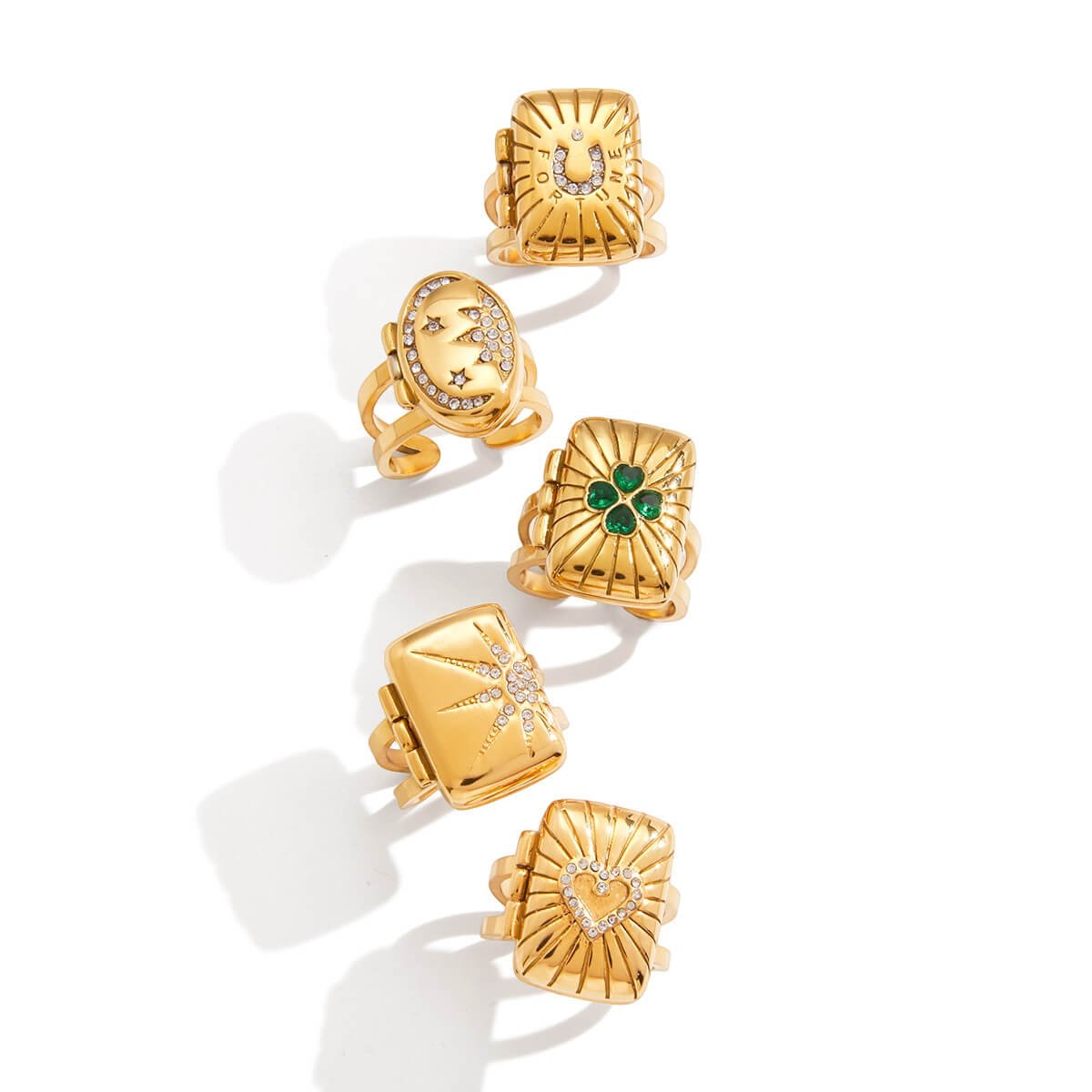 Vintage - Inspired Celestial Secret Locket Ring - Aruary Studio ｜ Artisanal Jewelry