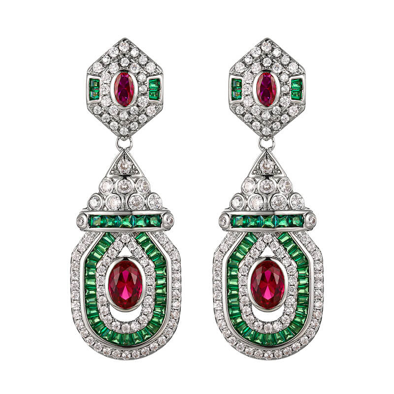 Vintage Ruby Corundum Drop Earrings | Gold - Plated Brass + Red Corundum - Aruary Studio ｜ Artisanal Jewelry