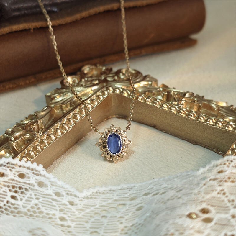 Vintage Tanzanite Pendant Necklace | 925 Sterling Silver Gold - Plated - Aruary Studio ｜ Artisanal Jewelry