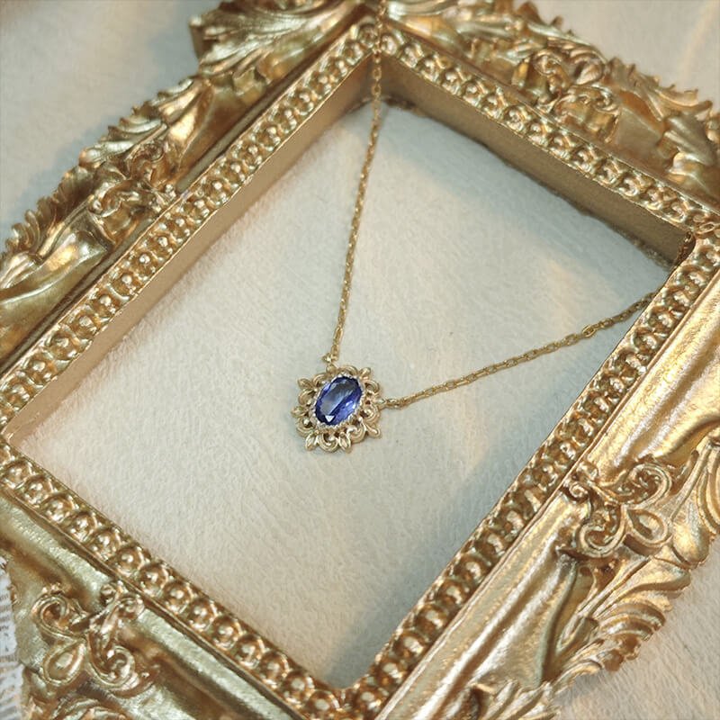 Vintage Tanzanite Pendant Necklace | 925 Sterling Silver Gold - Plated - Aruary Studio ｜ Artisanal Jewelry