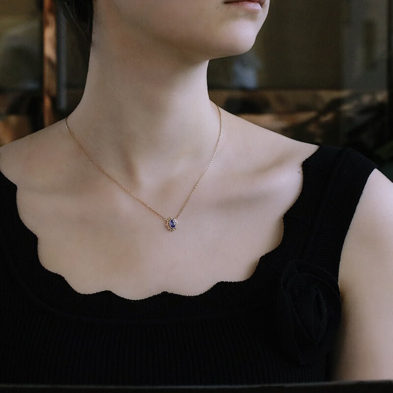 Vintage Tanzanite Pendant Necklace | 925 Sterling Silver Gold - Plated - Aruary Studio ｜ Artisanal Jewelry