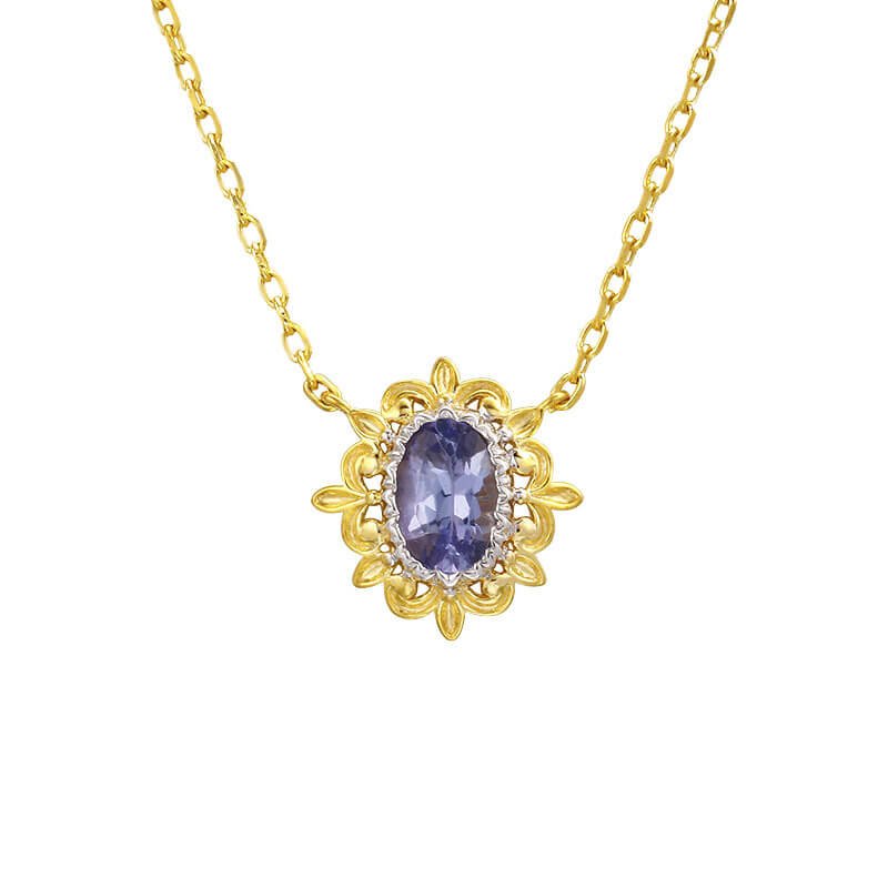 Vintage Tanzanite Pendant Necklace | 925 Sterling Silver Gold - Plated - Aruary Studio ｜ Artisanal Jewelry