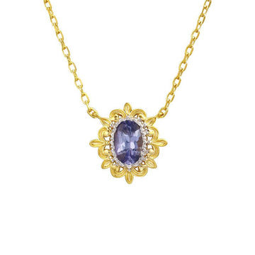 Vintage Tanzanite Pendant Necklace | 925 Sterling Silver Gold - Plated - Aruary Studio ｜ Artisanal Jewelry