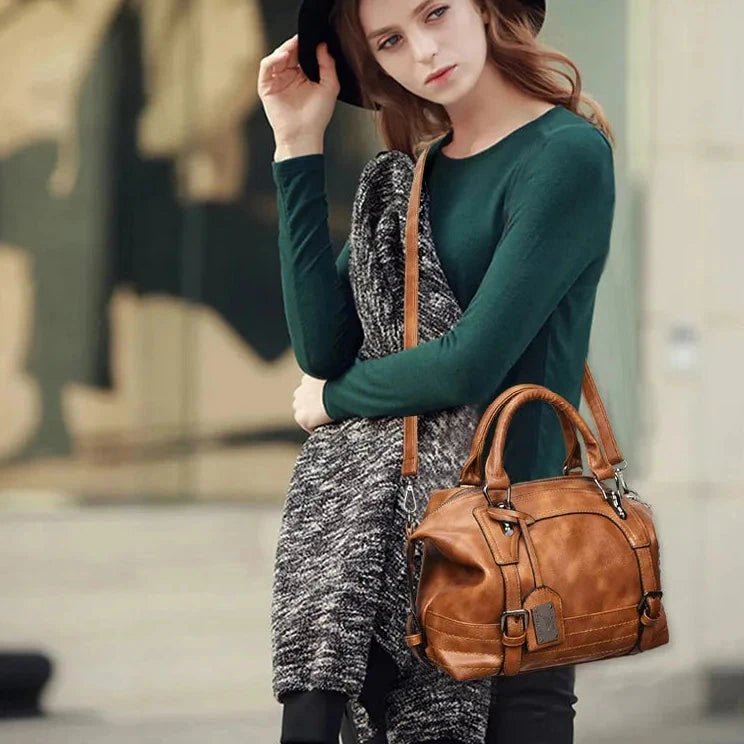 Vintage Waxed Suede Boston Bag - Aruary Studio ｜ Artisanal Jewelry