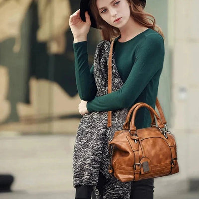 Vintage Waxed Suede Boston Bag - Aruary Studio ｜ Artisanal Jewelry