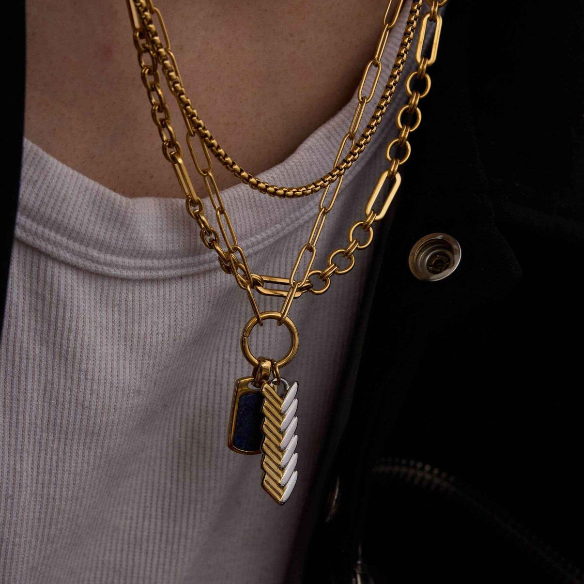 Aruary jewelry size guide 55cm 17.9g waterproof gold steel necklace specifications