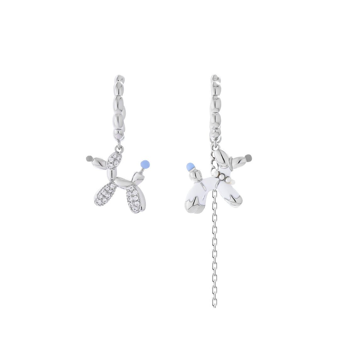 Whimsical Balloon Dog Asymmetric Stud Earrings - Aruary Studio ｜ Artisanal Jewelry