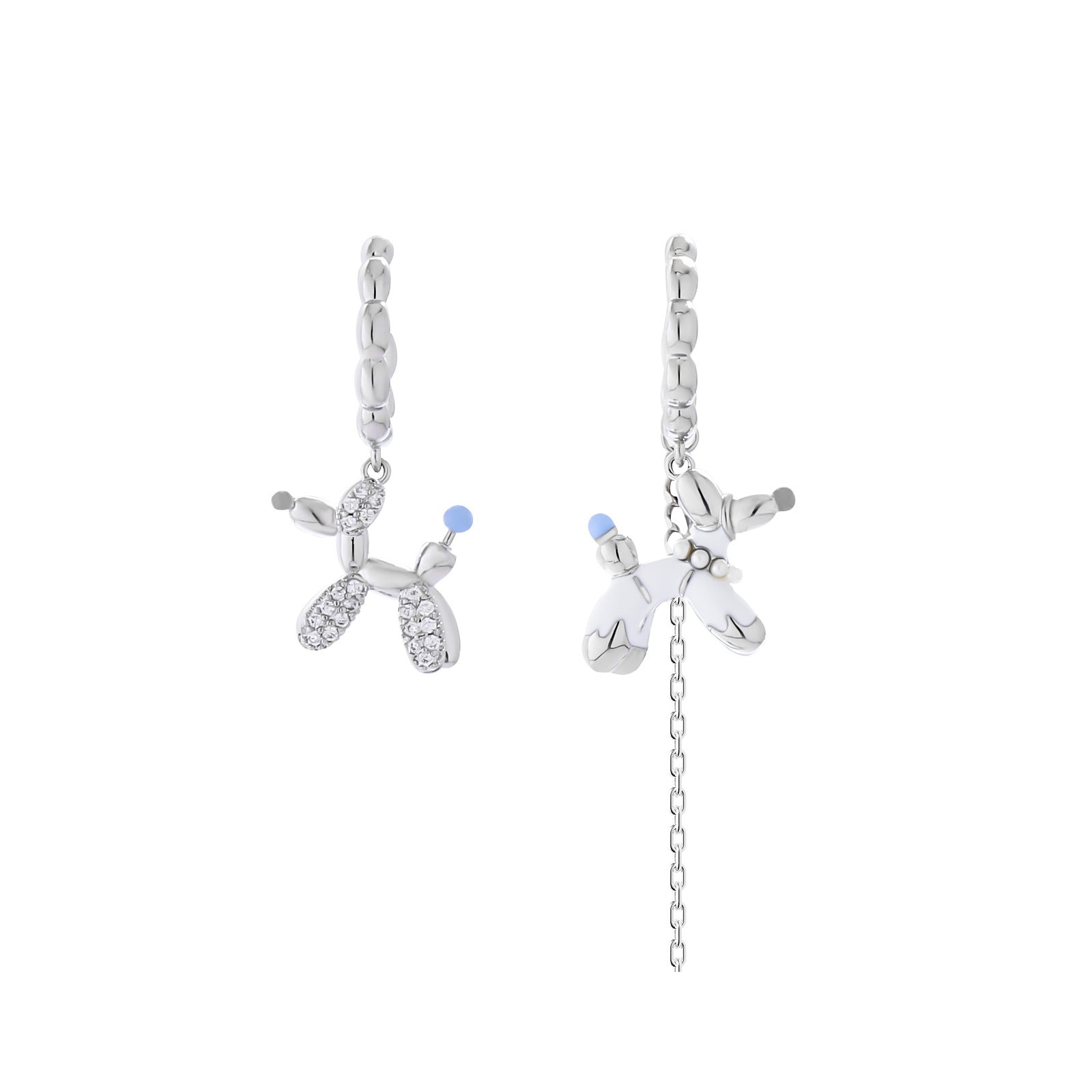 Whimsical Balloon Dog Asymmetric Stud Earrings - Aruary Studio ｜ Artisanal Jewelry