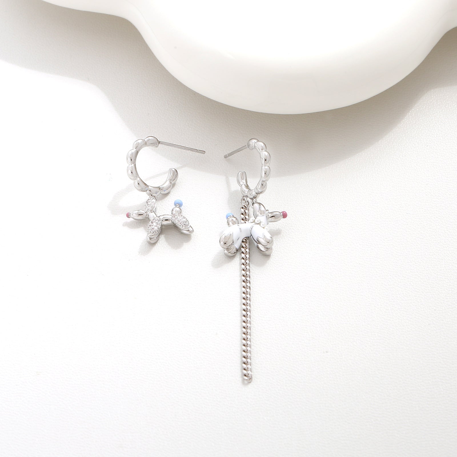 Whimsical Balloon Dog Asymmetric Stud Earrings - Aruary Studio ｜ Artisanal Jewelry