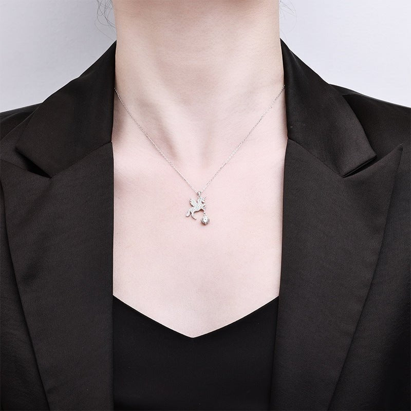 Winged Unicorn Necklace | 925 Sterling Silver + 0.5ct Moissanite - Symbol of Magic & Unbridled Wonder - Aruary Studio ｜ Artisanal Jewelry