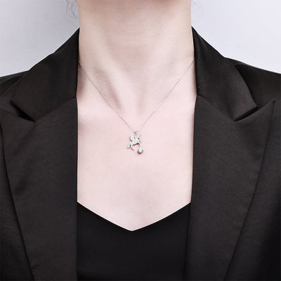 Winged Unicorn Necklace | 925 Sterling Silver + 0.5ct Moissanite - Symbol of Magic & Unbridled Wonder - Aruary Studio ｜ Artisanal Jewelry