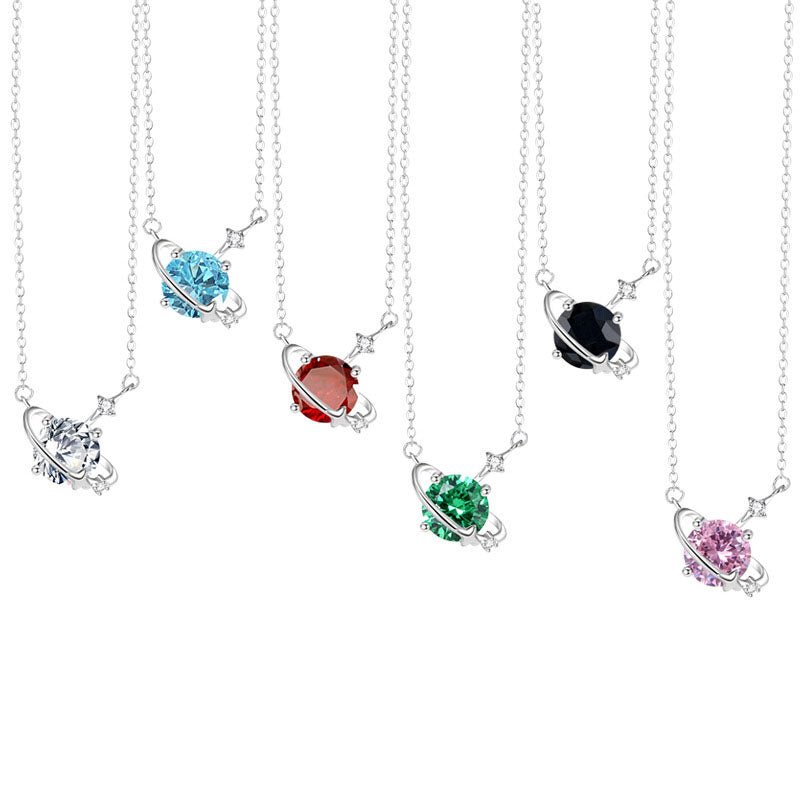 Zodiac Birthstone Clavicle Necklace | 925 Sterling Silver with 5A Zircon - Personalized Celestial Charm - Aruary Studio ｜ Artisanal Jewelry